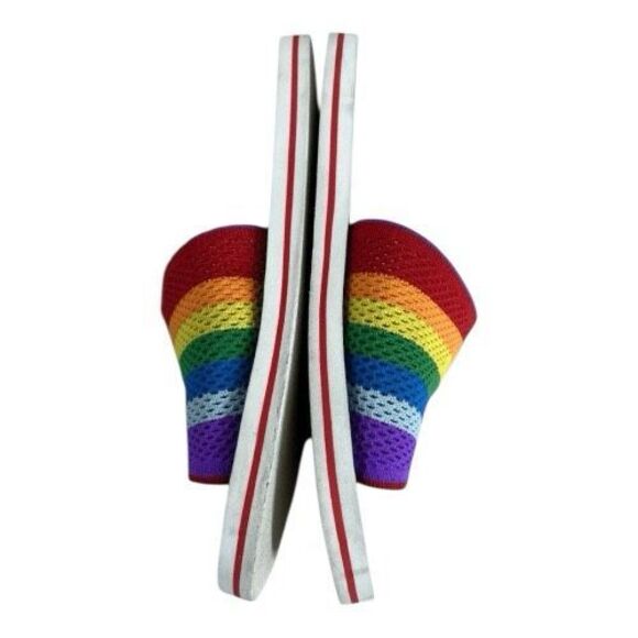 Kate Spade SPECTRUM Rainbow Intarsia-Knit Slide Sandals Women Size 9 B Purple - Picture 4 of 11